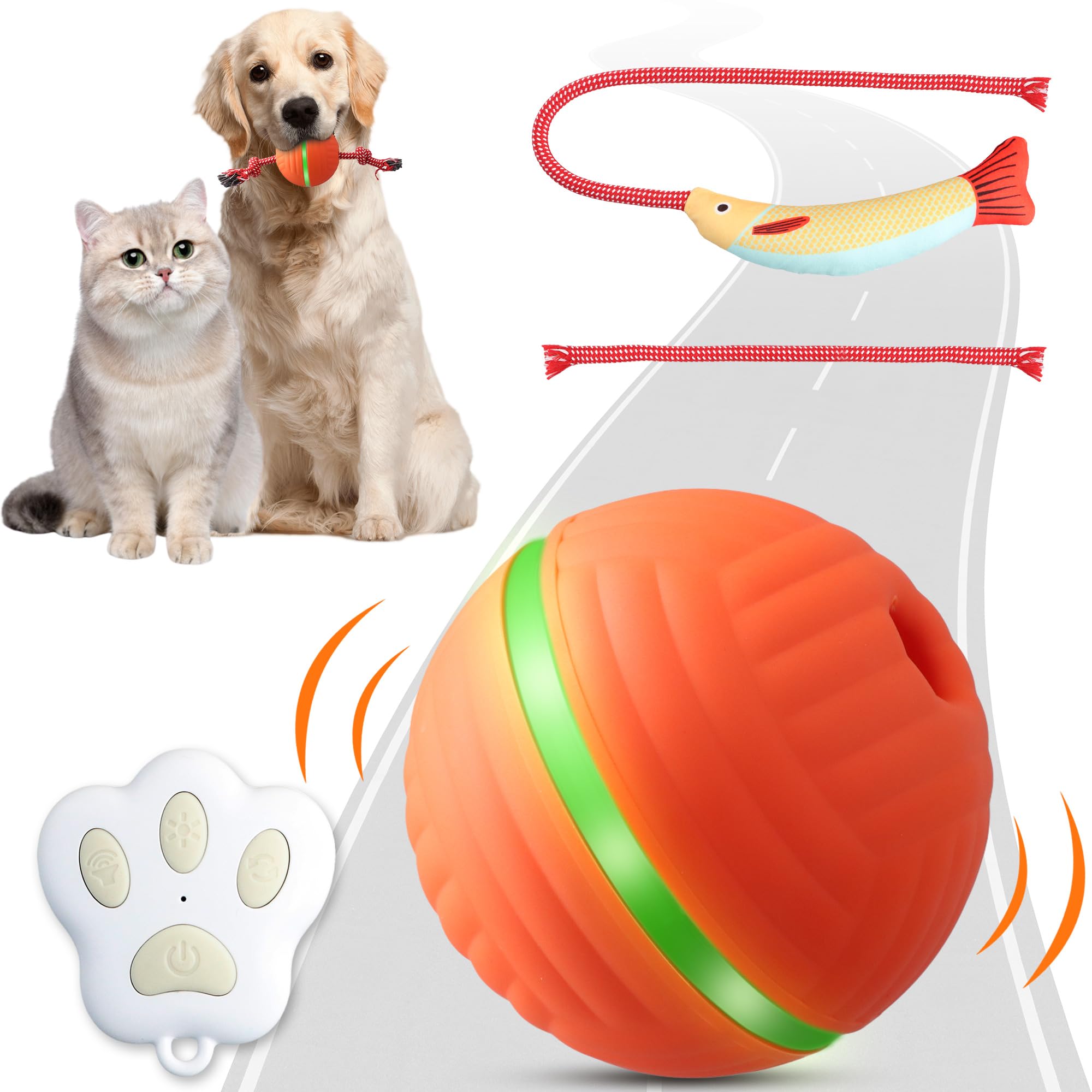 PawsPlay Auto-Bounce Dog & Cat Ball with Remote