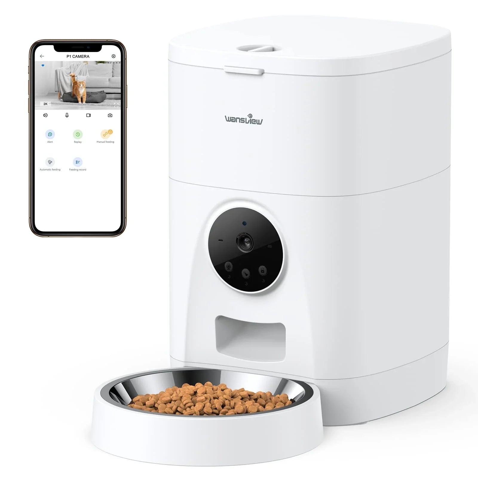 Wansview 4L automatic pet feeder with 2K camera for dogs and cats