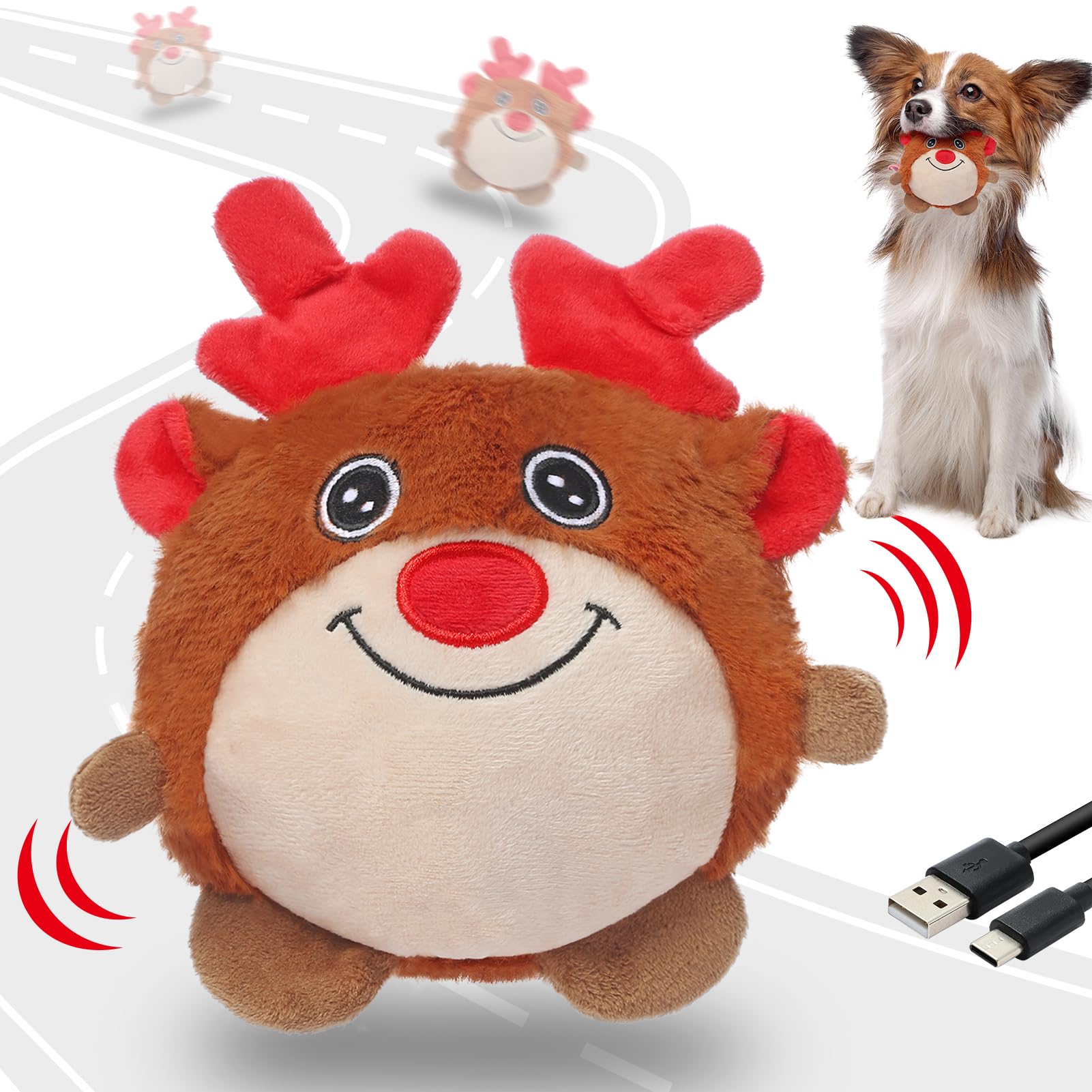 Senneny Rechargeable Interactive Dog Ball - Reindeer Cover