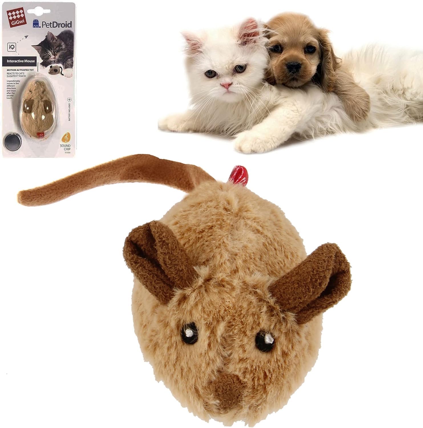 Vealind GiGwi Purring Mouse Interactive Cat Toy (Coffee)