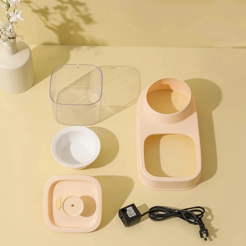 2-in-1 Cat Water Dispenser & Feeding Bowl