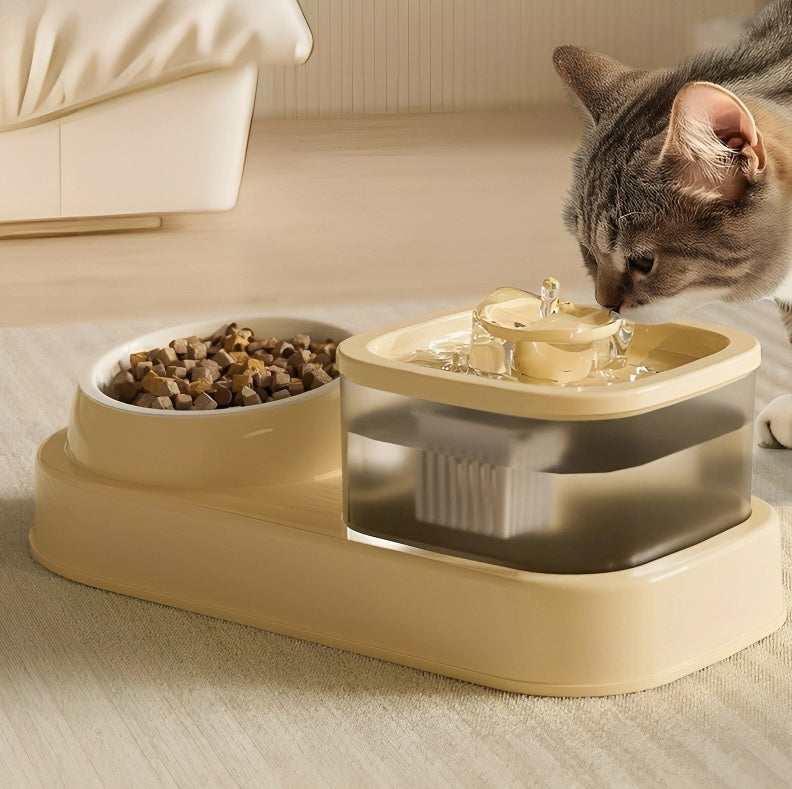 2-in-1 Cat Water Dispenser & Feeding Bowl
