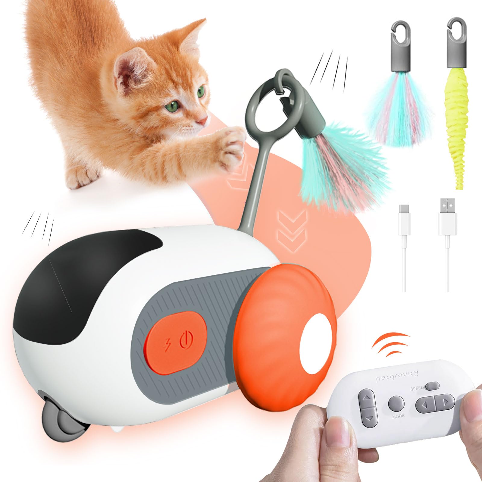 Interactive Turbo Tail Cat Toy with Two-Speed Remote Control