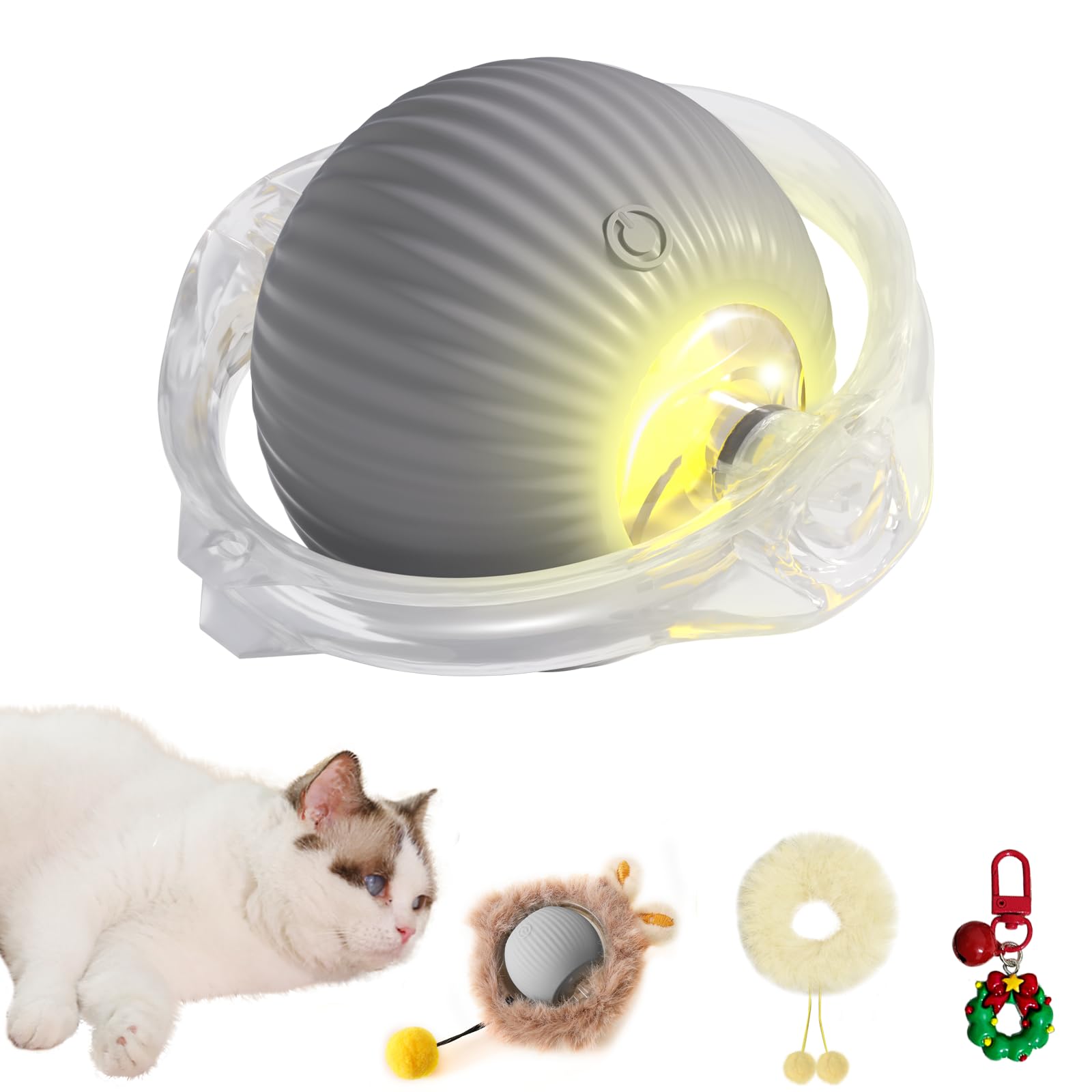 Pawlytek Fun Feline Play Ball - Interactive Cat Chase Toy with Auto Modes